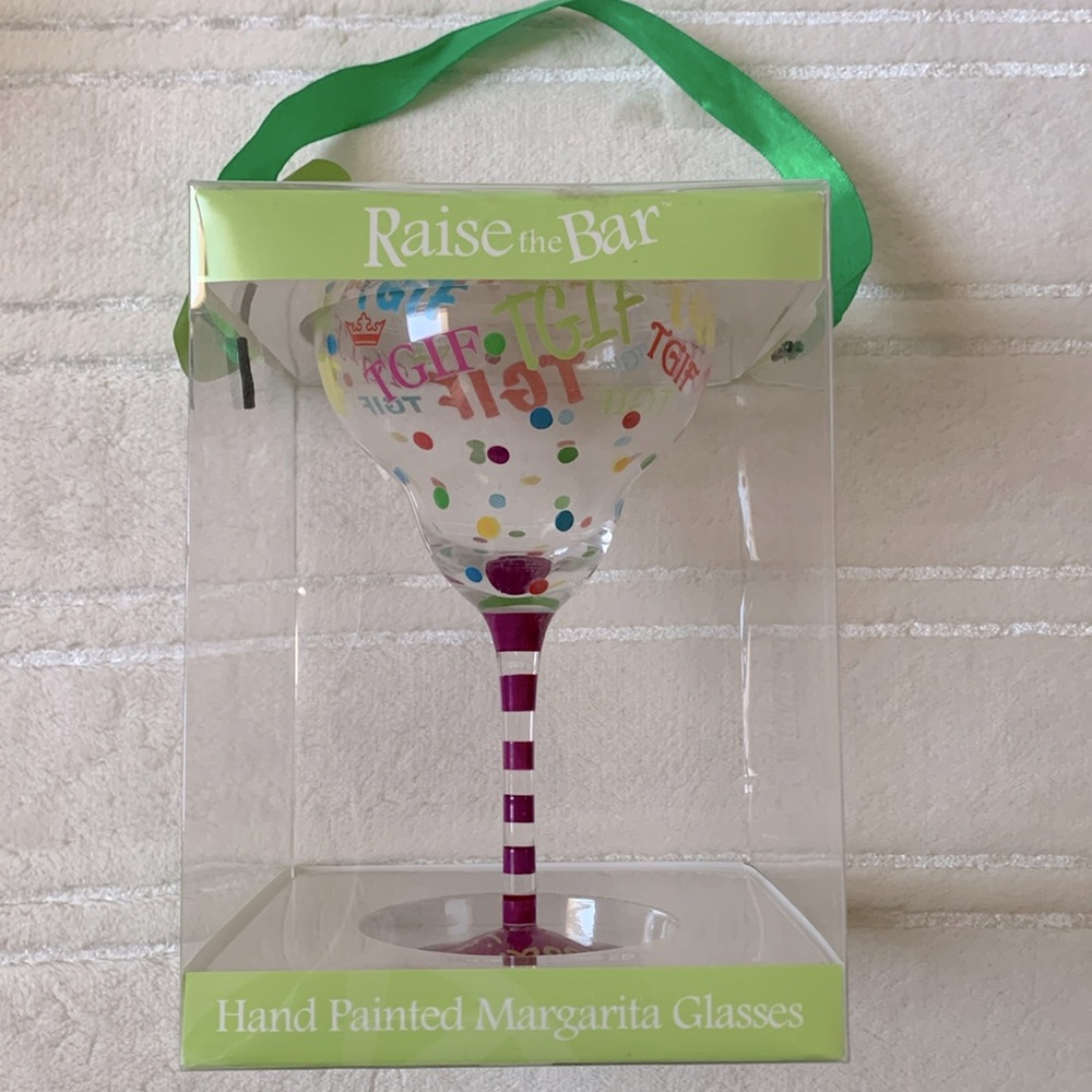 Raise the Bar TGIF Hand Painted Margarita Glass  11 fl.oz